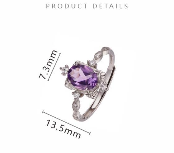 Natural Amethyst and Citrine Gemstone Ring for Women S925 Sterling Silver for the Index Finger-04